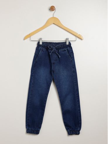 Calça Jeans Jogger Infantil Para Menino - AZUL