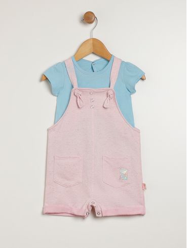 Macacão Curto Infantil Para Bebê - ROSA/AZUL