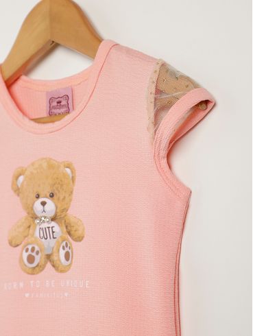 Blusa Manga Curta Infantil Para Menina - LARANJA