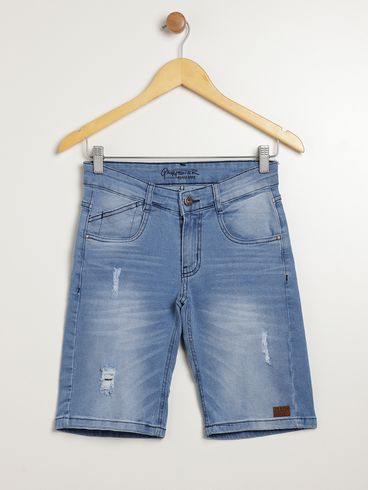 Bermuda Jeans Gangster Juvenil Para Menino - AZUL