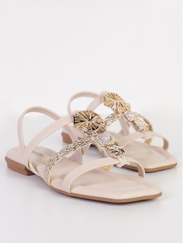 Sandália Mississipi Feminina OFF WHITE/DOURADO