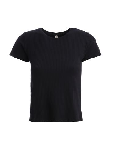 Blusa Manga Curta Canelada Feminina PRETO