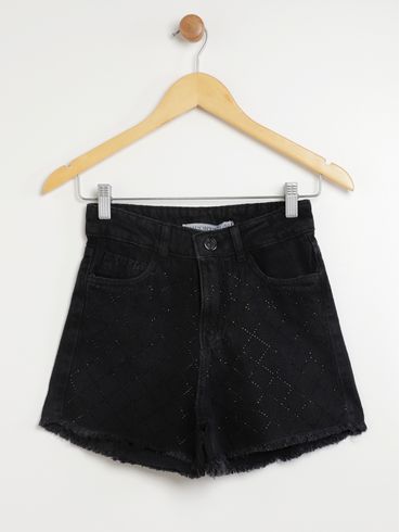 Short Jeans Juvenil Para Menina - PRETO