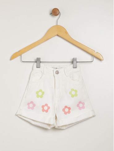 Short Sarja Infantil Para Menina - BRANCO