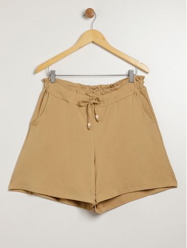 Short Malha Moletinho Plus Size Feminino BEGE