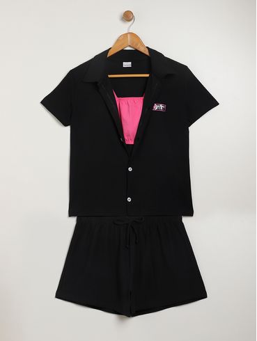 Conjunto Curto Juvenil Para Menina - PRETO