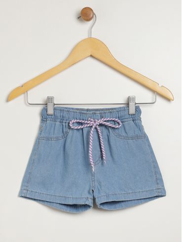 Short Jeans Infantil Para Menina - AZUL CLARO