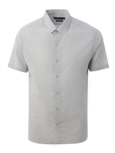 Camisa Slim Manga Curta Eletrón Masculina CINZA