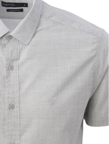 Camisa Slim Manga Curta Eletrón Masculina CINZA