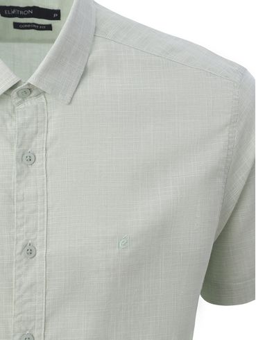 Camisa Slim Manga Curta Eletrón Masculina VERDE CLARO