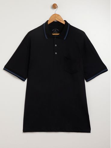 Polo Manga Curta Plus Size Masculina PRETO