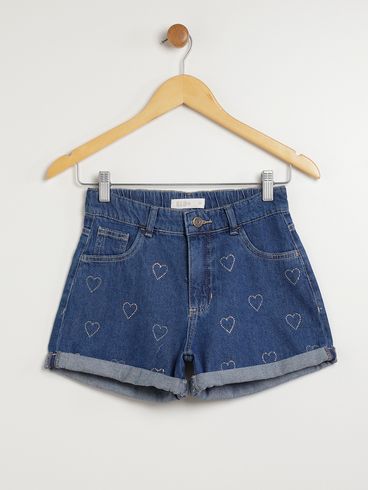 Short Jeans Infantil Para Menina - AZUL