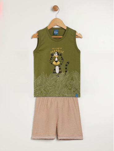 Conjunto Curto Infantil Para Menino - VERDE