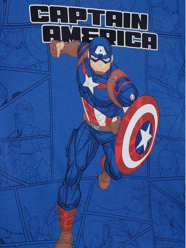 Camiseta Manga Curta Avengers Infantil Para Menino AZUL