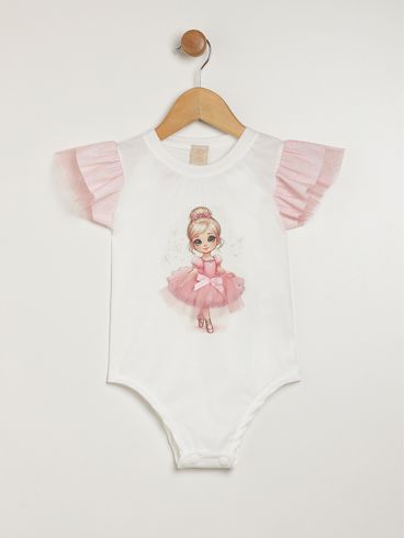 Body Canelado Infantil Para Menina - OFF WHITE