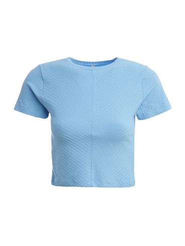 Blusa Cropped Manga Curta Feminina AZUL CLARO