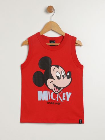 Camiseta Regata Mickey Mouse Infantil Para Menino- VERMELHO