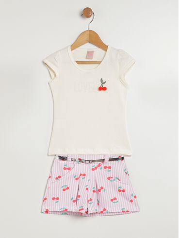 Conjunto Curto Infantil Para Menina - OFF WHITE