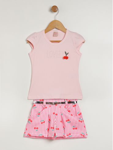 Conjunto Curto Infantil Para Menina - ROSA CLARO