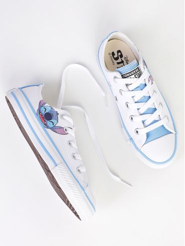 Tênis Stitch Converse Juvenil Para Menina - BRANCO/AZUL