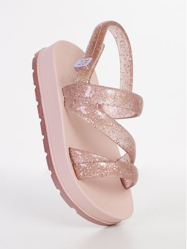 Sandália Glitter Baby Infantil Para Bebê Menina - NUDE