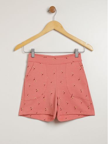 Short Malha Juvenil Para Menina - CORAL