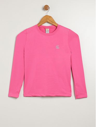 Blusa com Proteção UV Juvenil Para Menina - ROSA