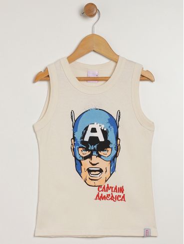 Camiseta Regata Marvel Infantil Para Menino - OFF WHITE