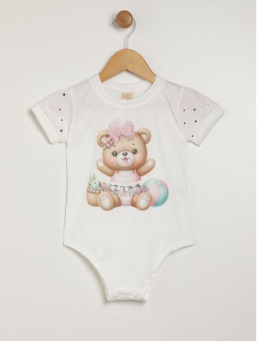 Body Infantil Para Menina - OFF WHITE