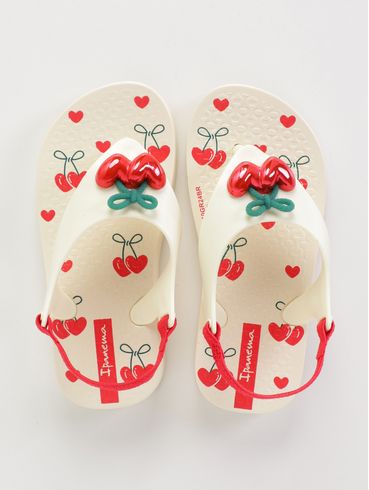 Chinelo Belle Baby Infantil Para Bebê Menina - BEGE/VERMELHO