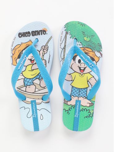 Chinelo Chico Bento Ipanema Infantil Para Menino - AZUL CLARO/VERDE