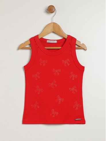 Blusa Manga Curta Infantil Para Menina - VERMELHO