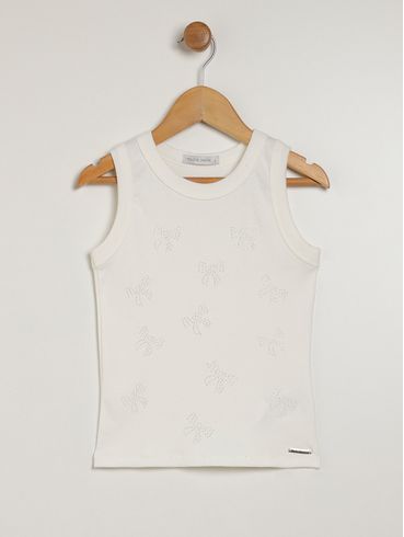 Blusa Manga Curta Infantil Para Menina - OFF WHITE