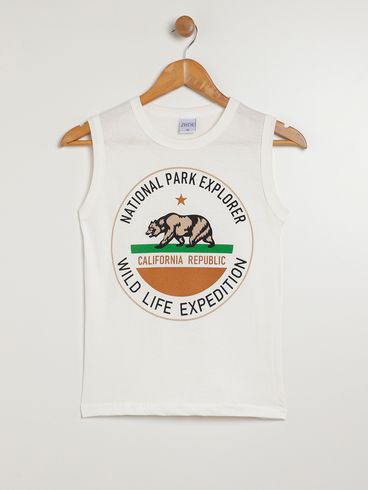Camiseta Regata Juvenil Para Menino - OFF WHITE