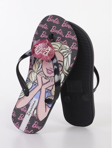 Chinelo Barbie Ipanema Infantil Para Menina - PRETO/ROSA