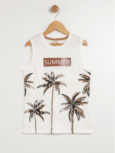 Camiseta Regata Infantil Para Menino - OFF WHITE