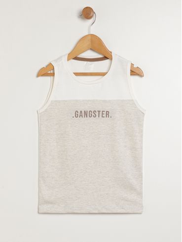 Camiseta Regata Gangster Infantil Para Menino - OFF WHITE