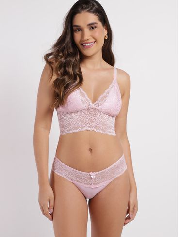 Conjunto Lingerie De Renda Feminino ROSA CLARO