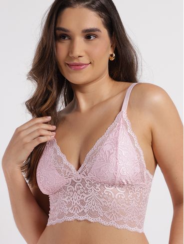 Conjunto Lingerie De Renda Feminino ROSA CLARO