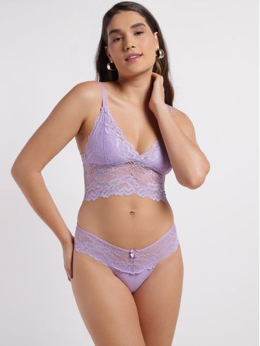 Conjunto Lingerie De Renda Feminino LILAS
