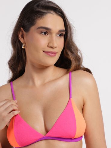 Biquíni Top Triangular Feminino LARANJA/PINK/ROXO