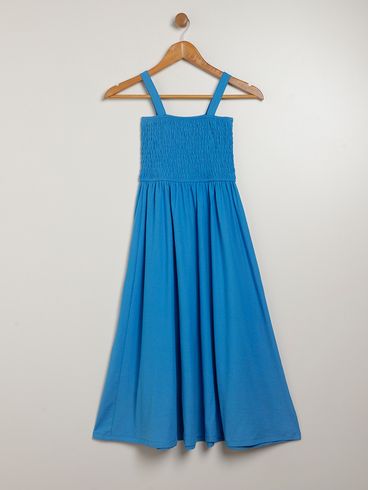 Vestido Midi Juvenil Para Menina - AZUL