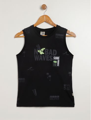 Camiseta Regata Juvenil Para Menino - PRETO
