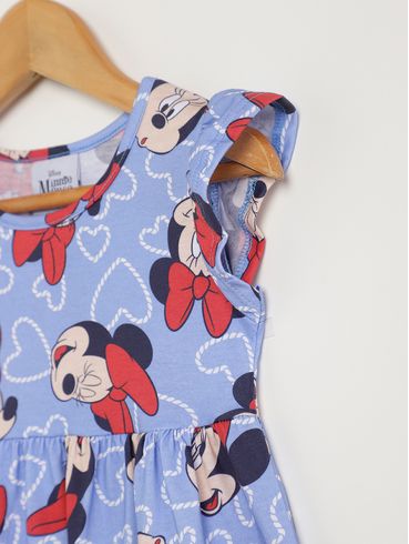 Vestido Minnie Infantil Para Menina - AZUL