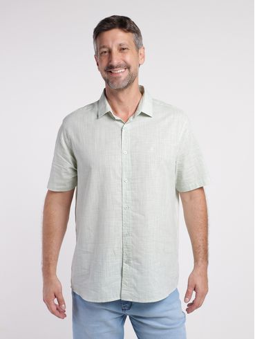 Camisa Slim Manga Curta Eletrón Masculina VERDE CLARO
