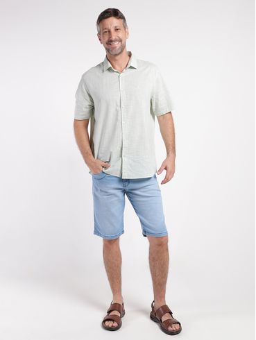 Camisa Slim Manga Curta Eletrón Masculina VERDE CLARO