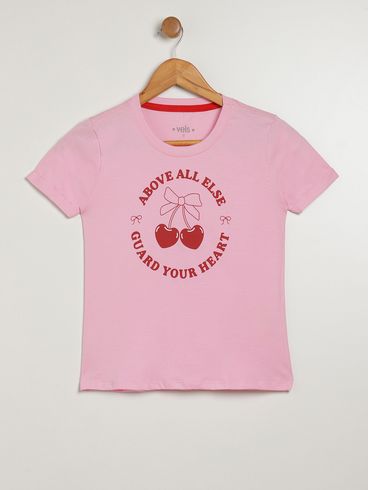 Blusa Manga Curta Vels Juvenil Para Menina - ROSA CLARO