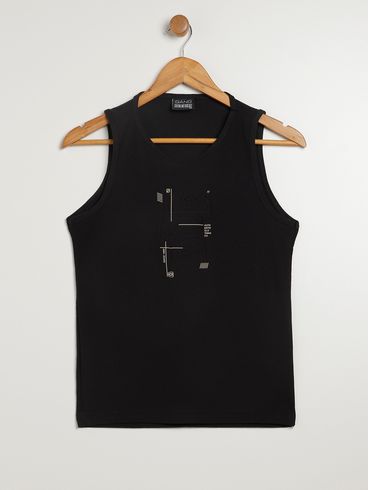 Camiseta Regata Gangster Infantil Para Menino - PRETO