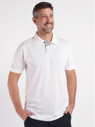 Polo Manga Curta Elétron Masculina OFF WHITE