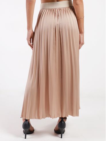 Saia Longa Plissada Eagle Rock Feminina BEGE